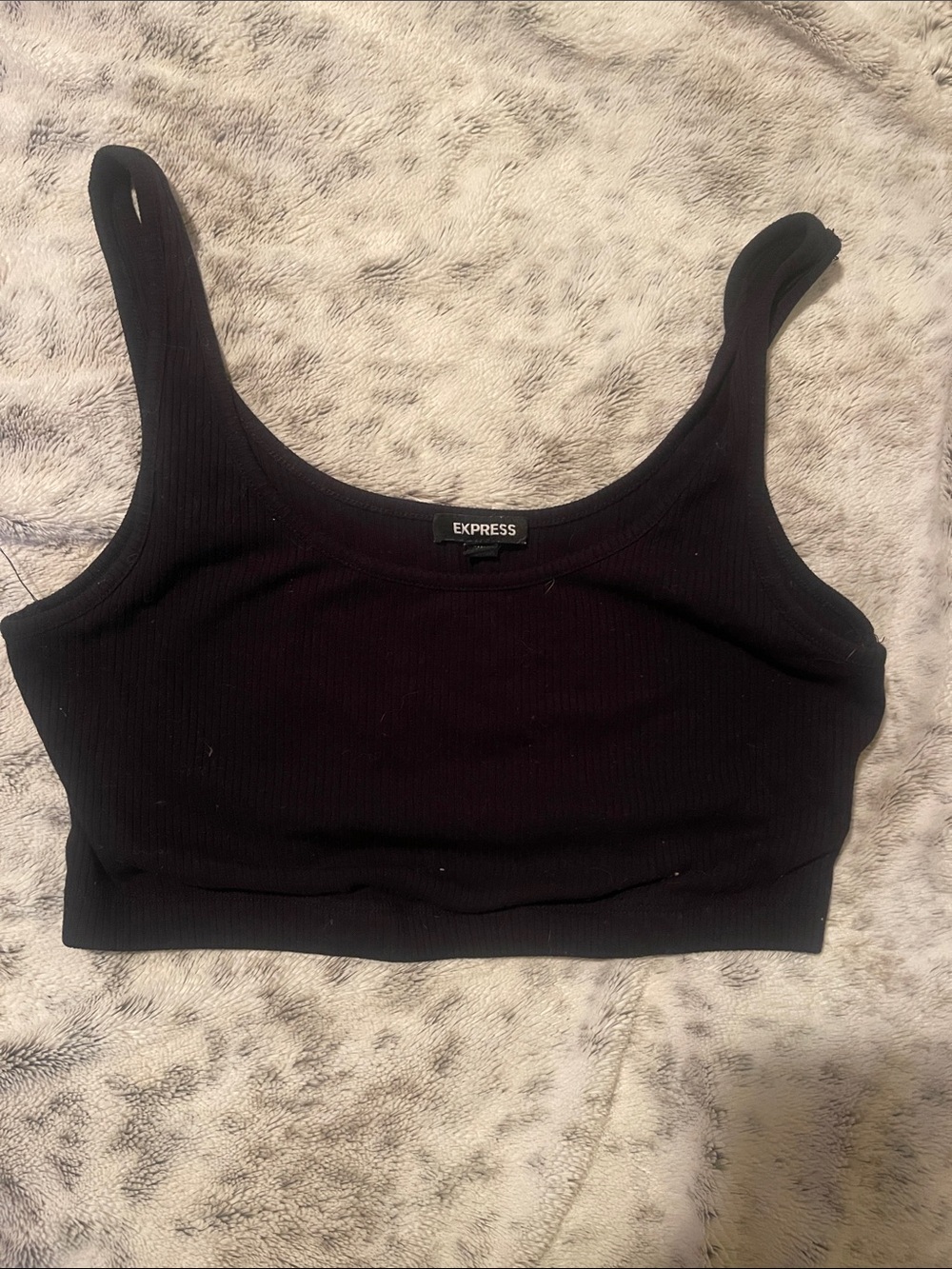 Express Black Ribbed Crop Top Tank